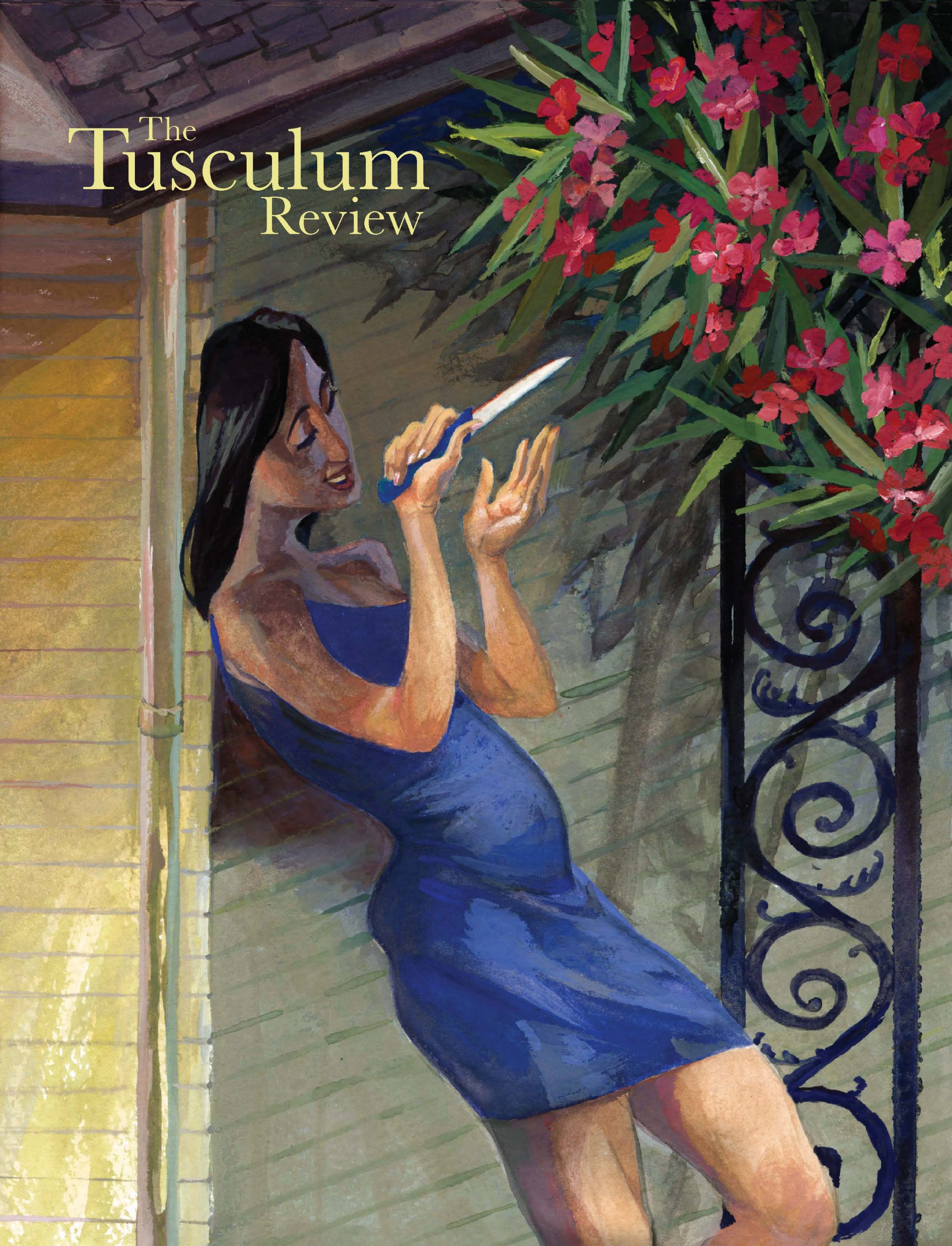 The cover of volume 18 features a woman looking at a gleaming knife while leaning against a building covered in vining flowers