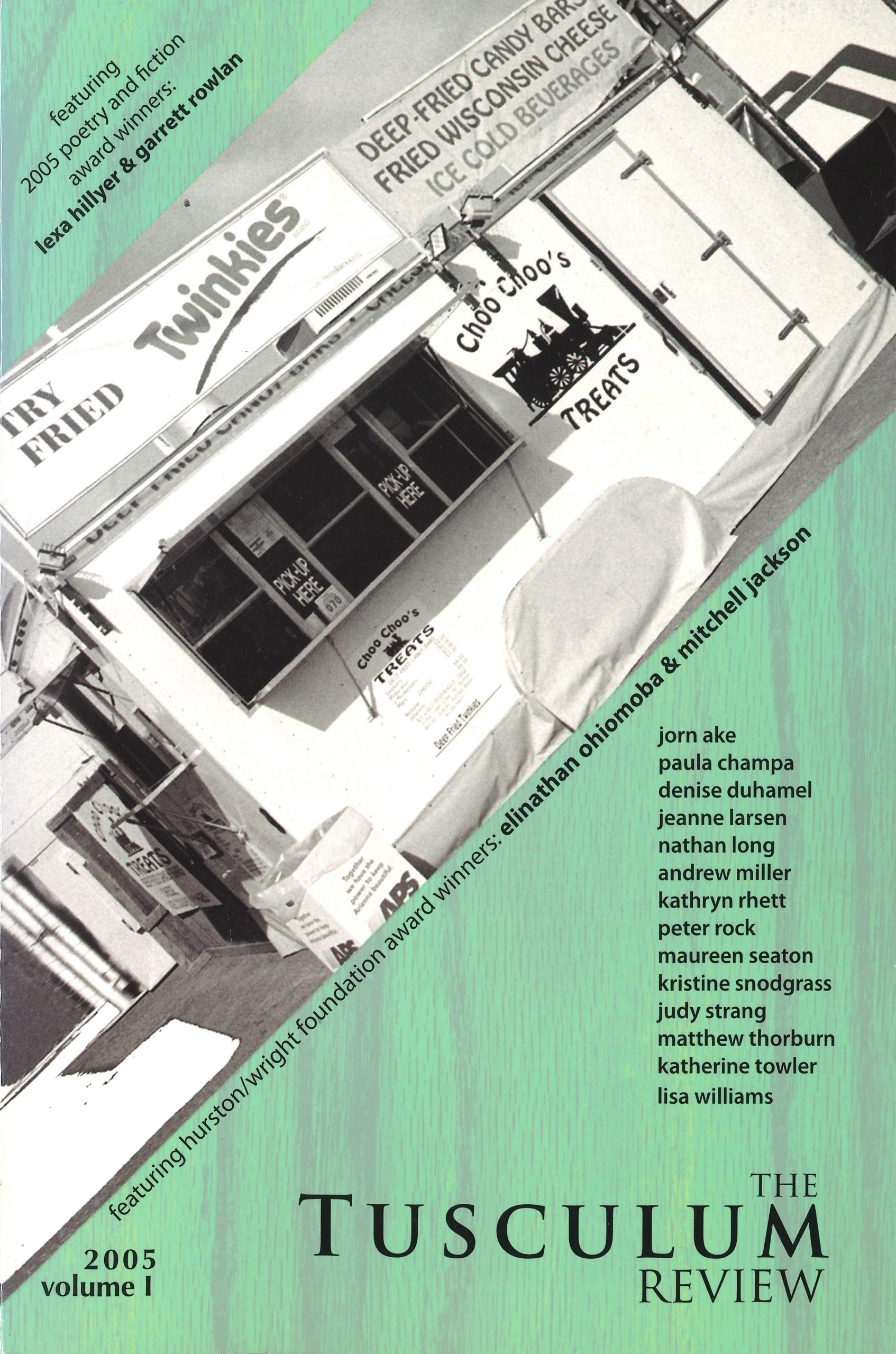 Volume 1 Cover The Tusculum Review diner exterior b&w photo on pale green woodgrain