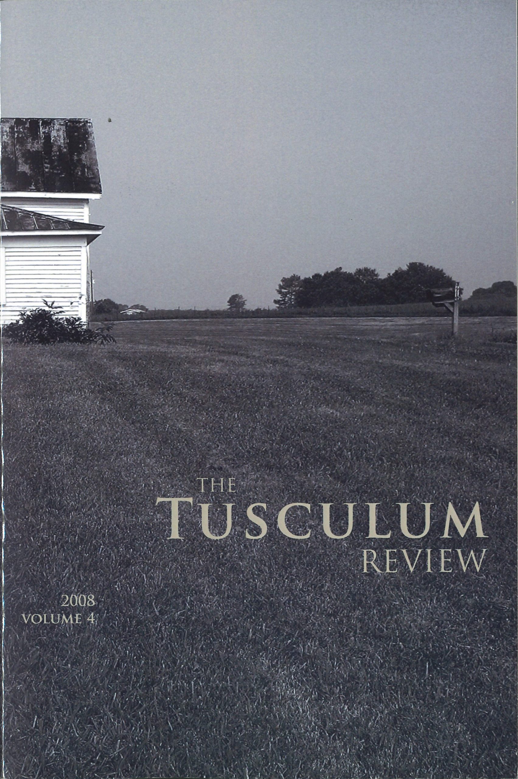 Volume 4 Cover The Tusculum Review gray field white clapboard house